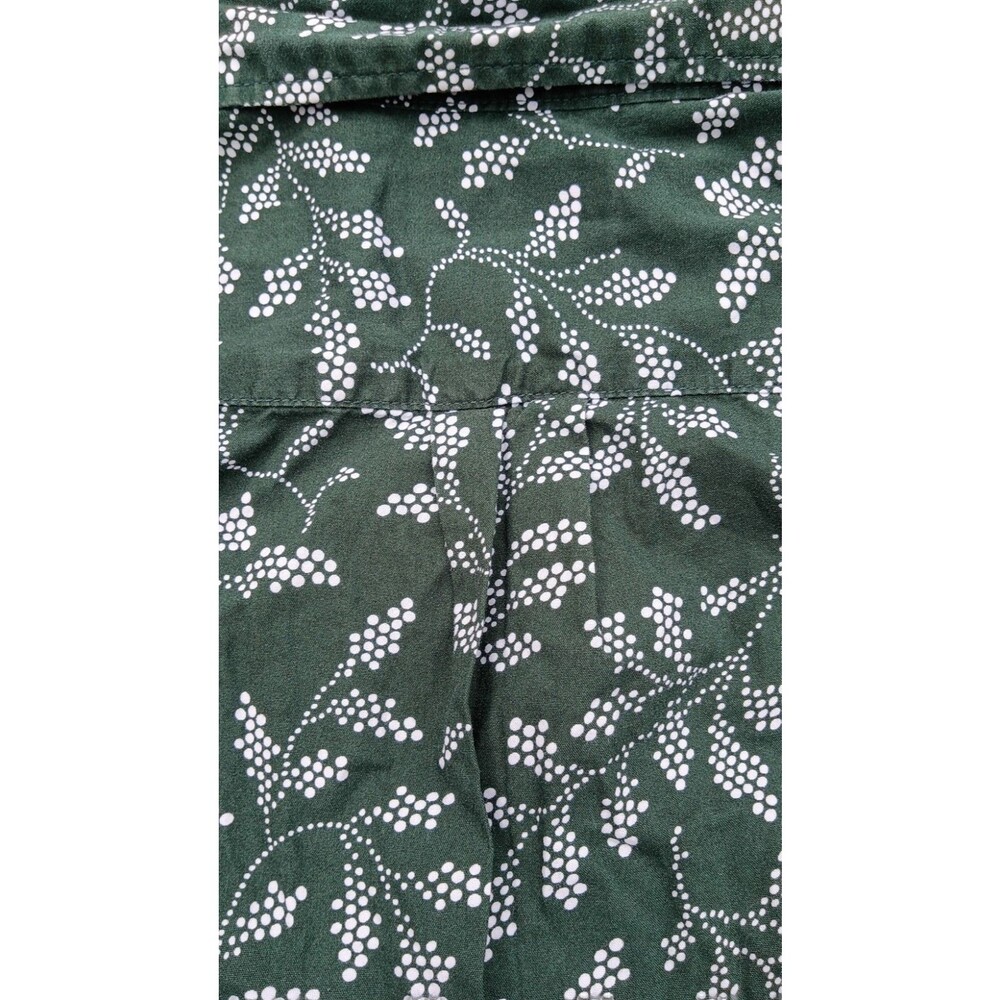 Green Botanical Print Button Up Shirt Cotton Short Sleeve M Resort Beach Vacay - Picture 9 of 11